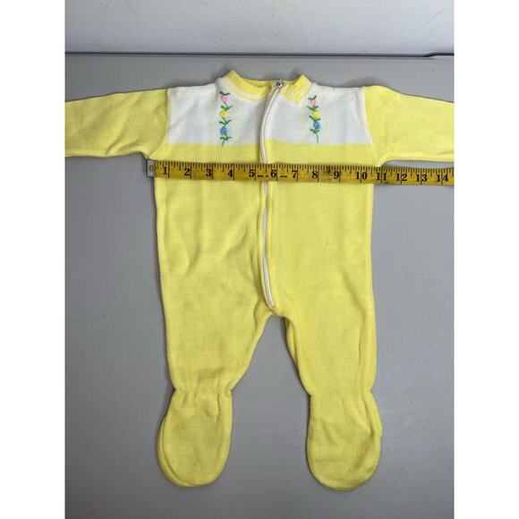 Vintage Soft Spun Baby Infant Yellow One Piece Floral Size 0-3 Months - Picture 7 of 8